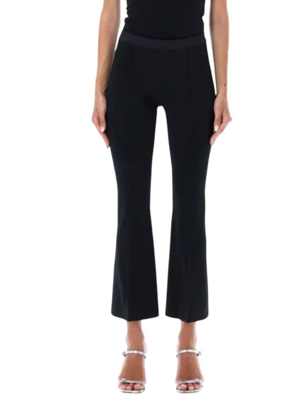 Helmut Lang Black Ponte Kick Flare Cropped Bootcut Pants